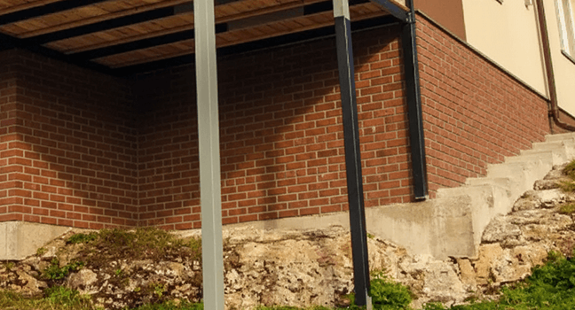 Basement wall before a walkout entrance was added
